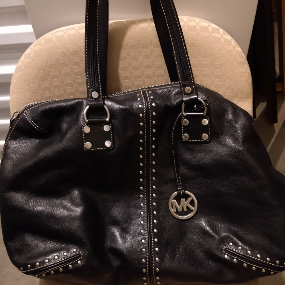 Michael Kors Astor Studded black Leather Handbag